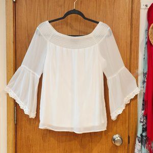 AGB Off-White Off the Shoulder Sheer Top